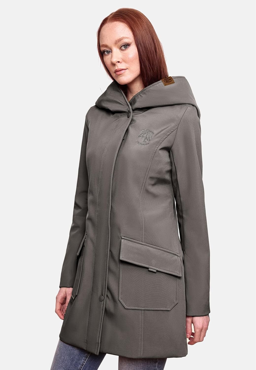MARIKOO Damen Softshell Jacke Winterjacke wasserabweisend Outdoor lang B856 XS Anthrazit, XS Anthraz