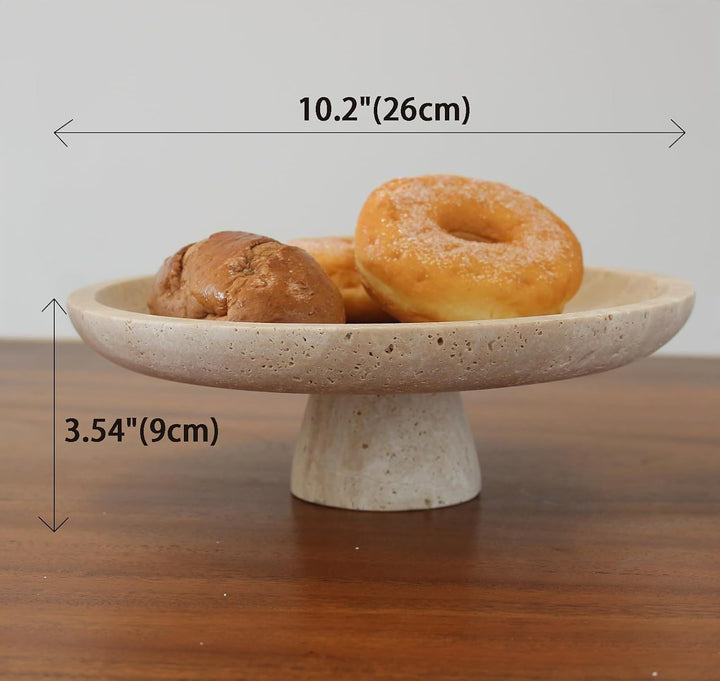 Natürliche Travertin-Obstschale für Küchentheke, 25,9 cm, grosse dekorative Schale, Sockel für Heimd