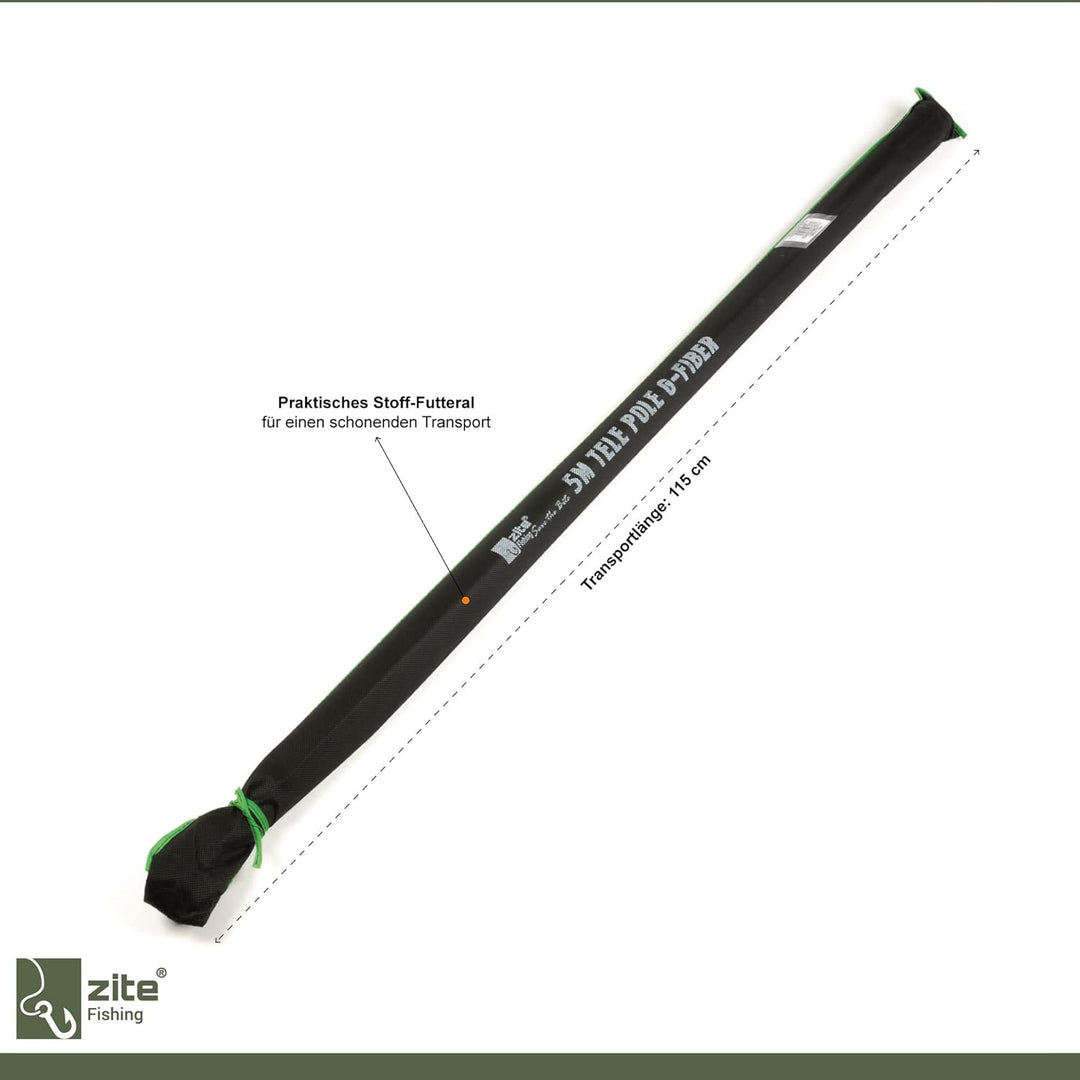 Zite Fishing Stipprute 3-7 m – Teleskoprute Stippe Glasfaser mit Spitzenring – Basic Teleskopangel/F