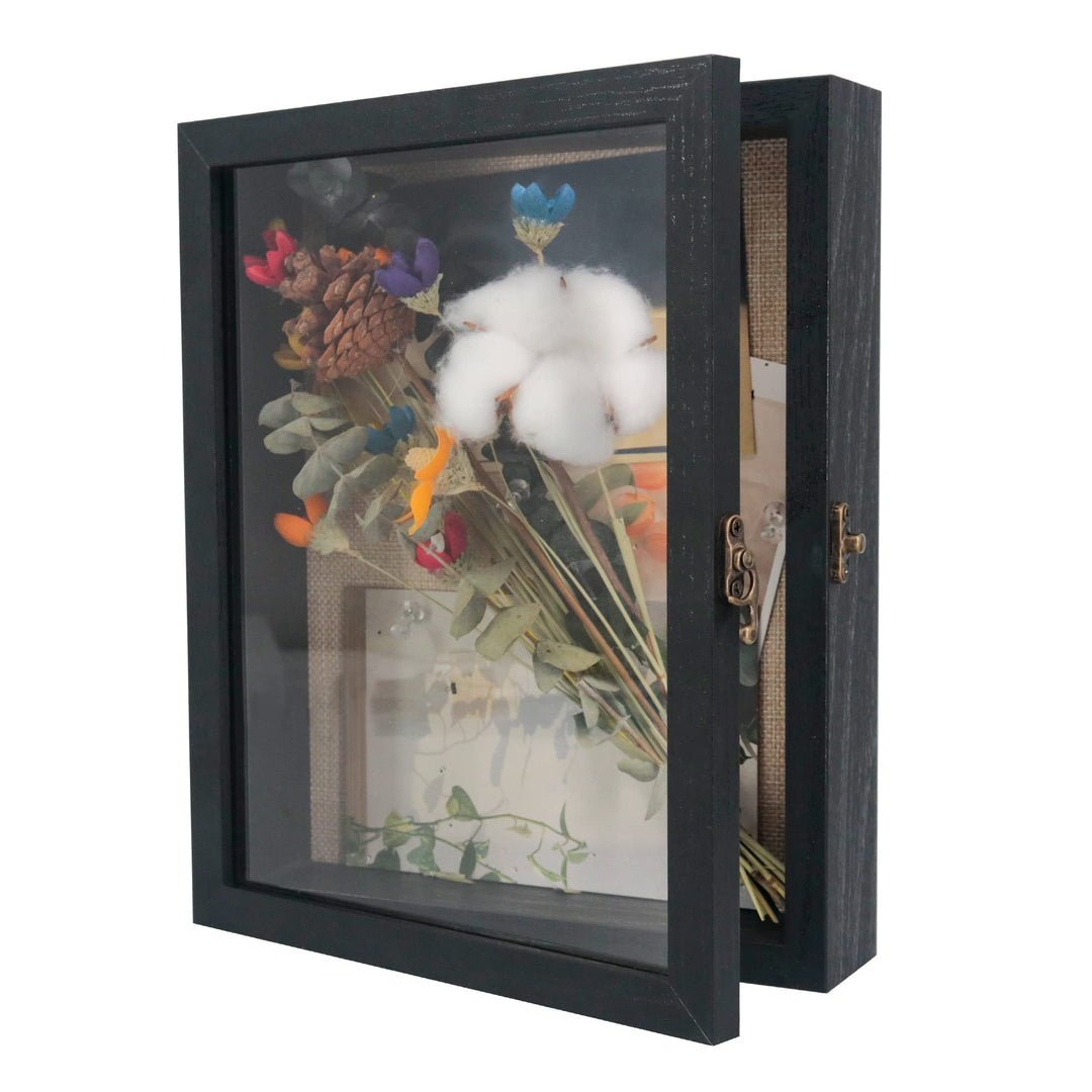 GraduationMall Schwarz 20x25cm 3D Bilderrahmen Tief Objektrahmen Schaukasten Türvitrine Retro Weiss,