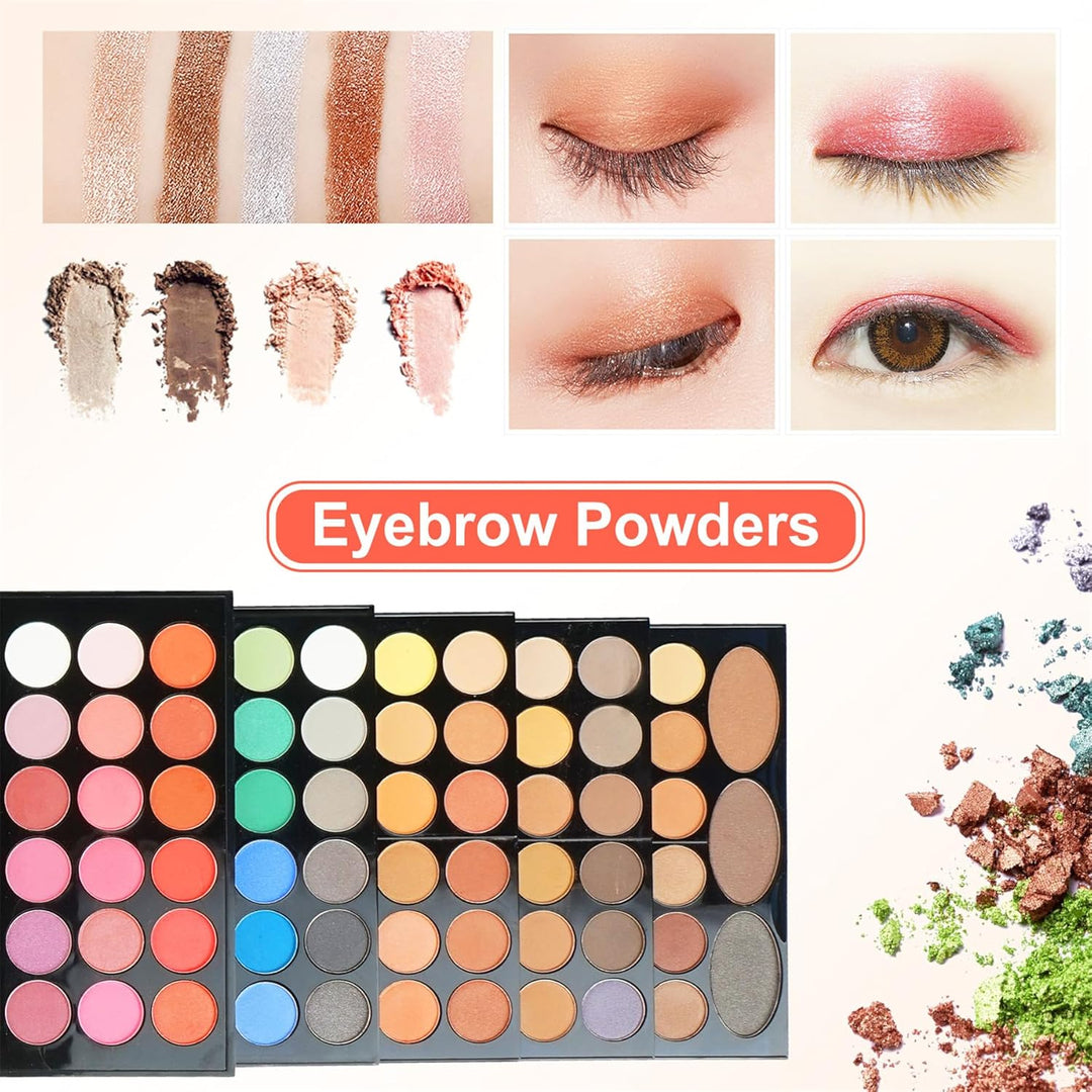BrilliantDay 148 Farben Lidschatten Palette Contouring Kit Kombination mit Blusher und Press Powder,
