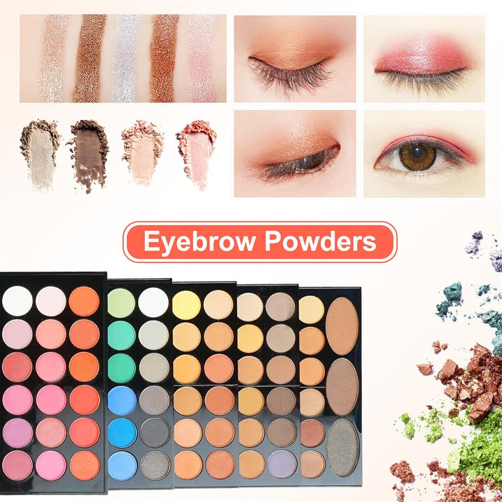 BrilliantDay 148 Farben Lidschatten Palette Contouring Kit Kombination mit Blusher und Press Powder,