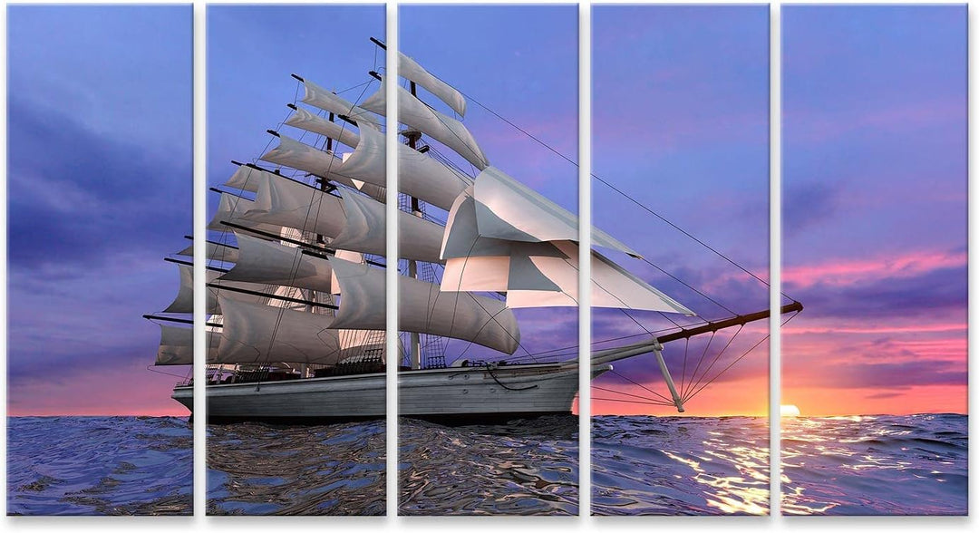 islandburner Bild auf Leinwand Segelschiff Untergehenden Sonne In Klaren Ruhigen Meer Urlaubsfeeling