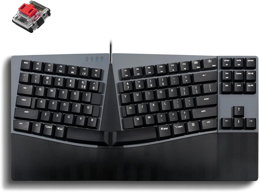Perixx PERIBOARD335RD Kabelgebundene ergonomische mechanische kompakte Tastatur – LowProfile rote li