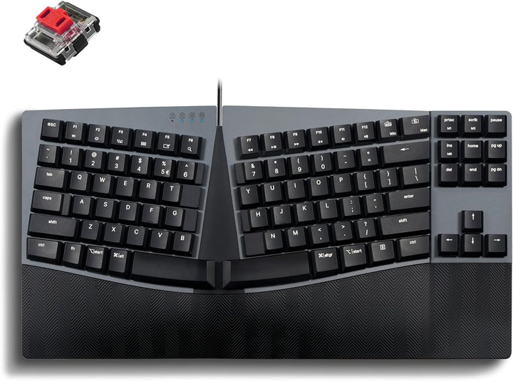 Perixx PERIBOARD335RD Kabelgebundene ergonomische mechanische kompakte Tastatur – LowProfile rote li
