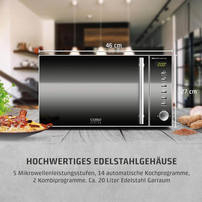 CASO | MG20 Ceramic menu 2-in-1 Mikrowelle mit Grill | Keramikboden und Grill-Rost für 2 Ebenen, 900