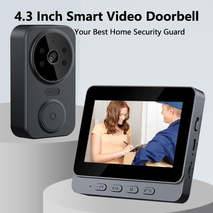 Video-Gegensprechanlage, Display, Kabellose Video-Türsprechanlage, Türklingel-Set, Innen- und Aussen