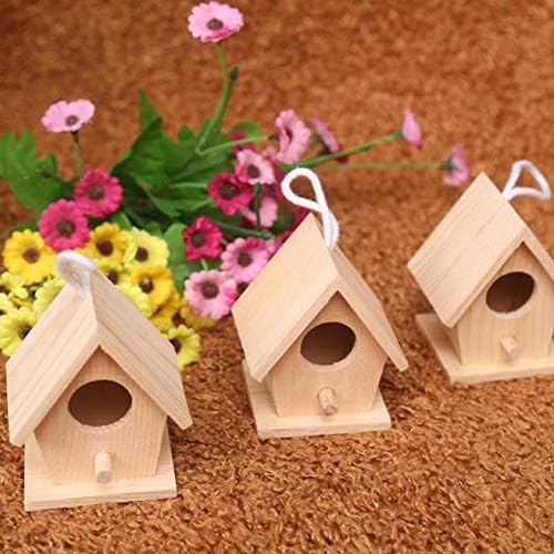 Aestm Deko Vogelhaus Holz Nistkasten Deko Anhänger, Holz Vogelhaus zum Aufhängen und Bemalen Vogelhä