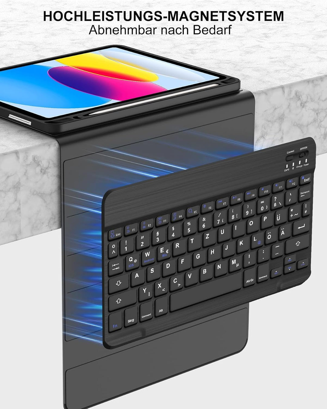 Für iPad A16 11. Gen &amp; 10. Gen Hülle mit Tastatur QWERTZ | Für iPad 11 Hülle mit Tastatur - Langer A