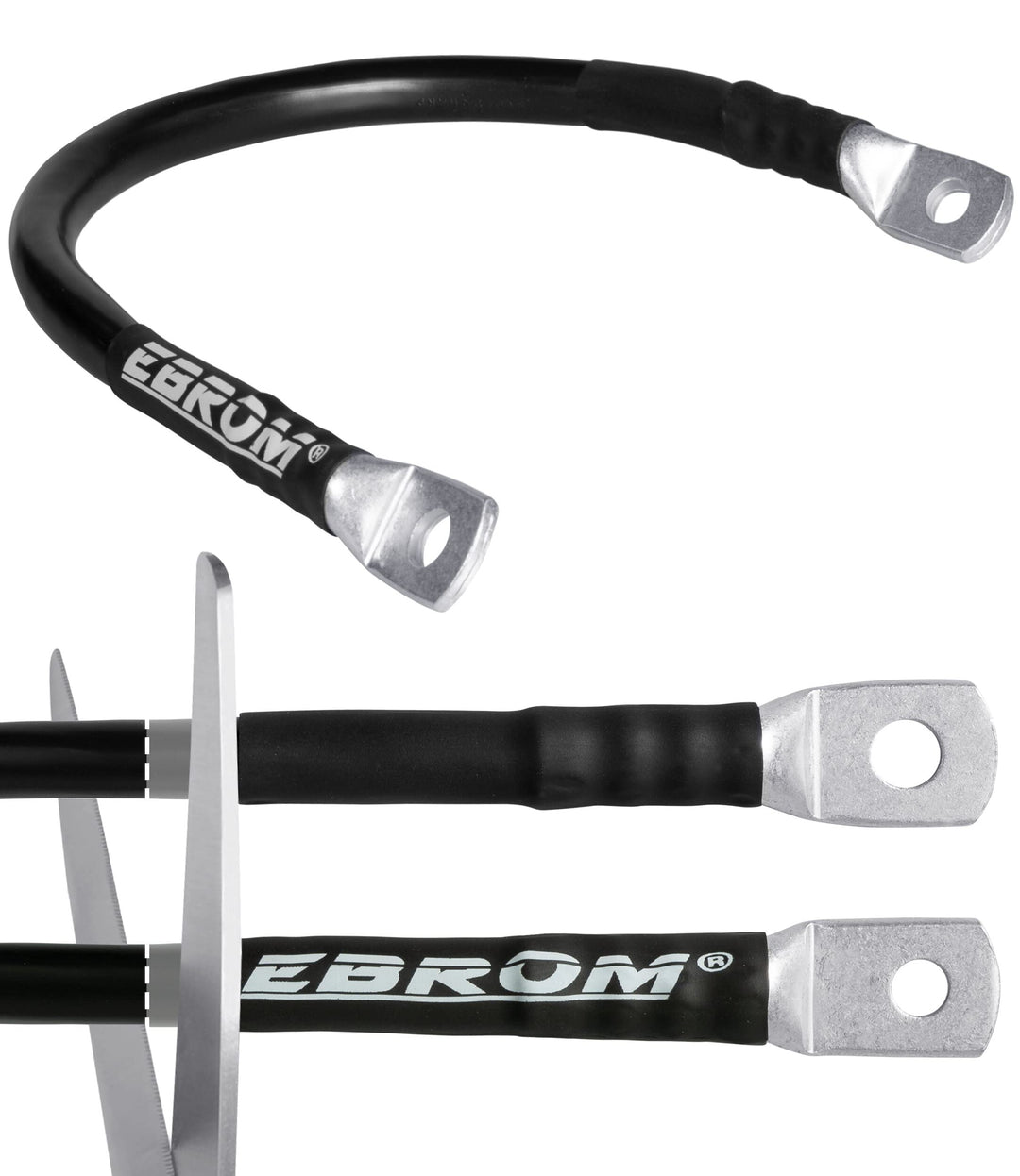EBROM Batteriekabel MASSEKABEL 70 mm² Schwarz, Wahl: 500 cm Schuh 2 x M10 | Ab 30 cm bis 10 Meter be