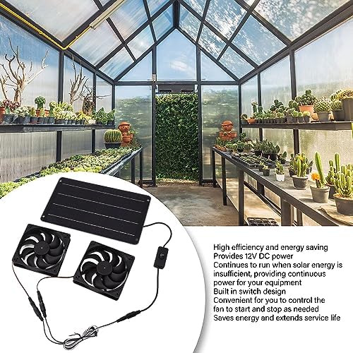 Solarbetriebener Abluftventilator, 20 W, 12 V, Solarpanel, Abluftansaugung, Doppelventilator Set mit