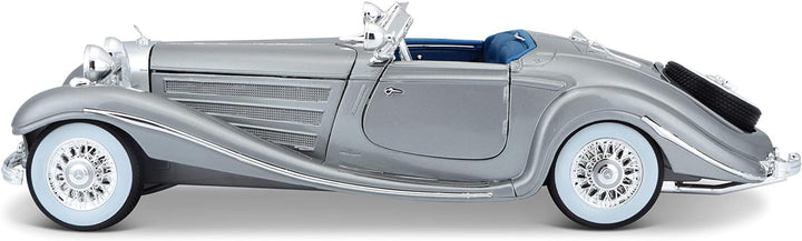Maisto 36862 Mercedes-Benz 500K Modellauto im Massstab 1:18, Rot/Blau/Grau