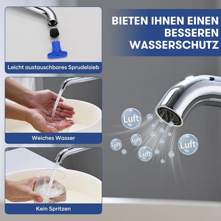 Waschtischarmatur Hoch Edelstahl, BuntHaus Mischbatterie Bad, Wasserhahn Einhebelmischer Keramikkart