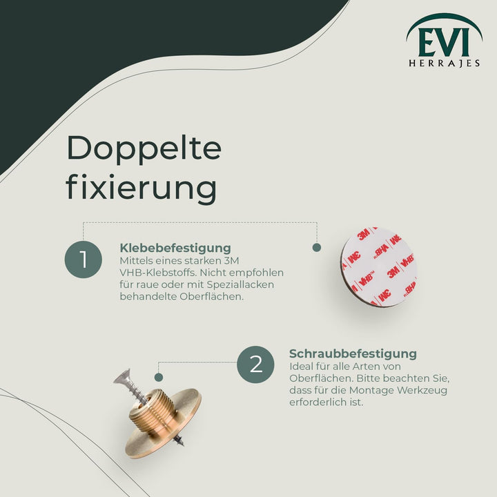 EVI HERRAJES Verstellbarer Türstopper aus Messing, Dual-Installation (Messing Matt), Messing Matt