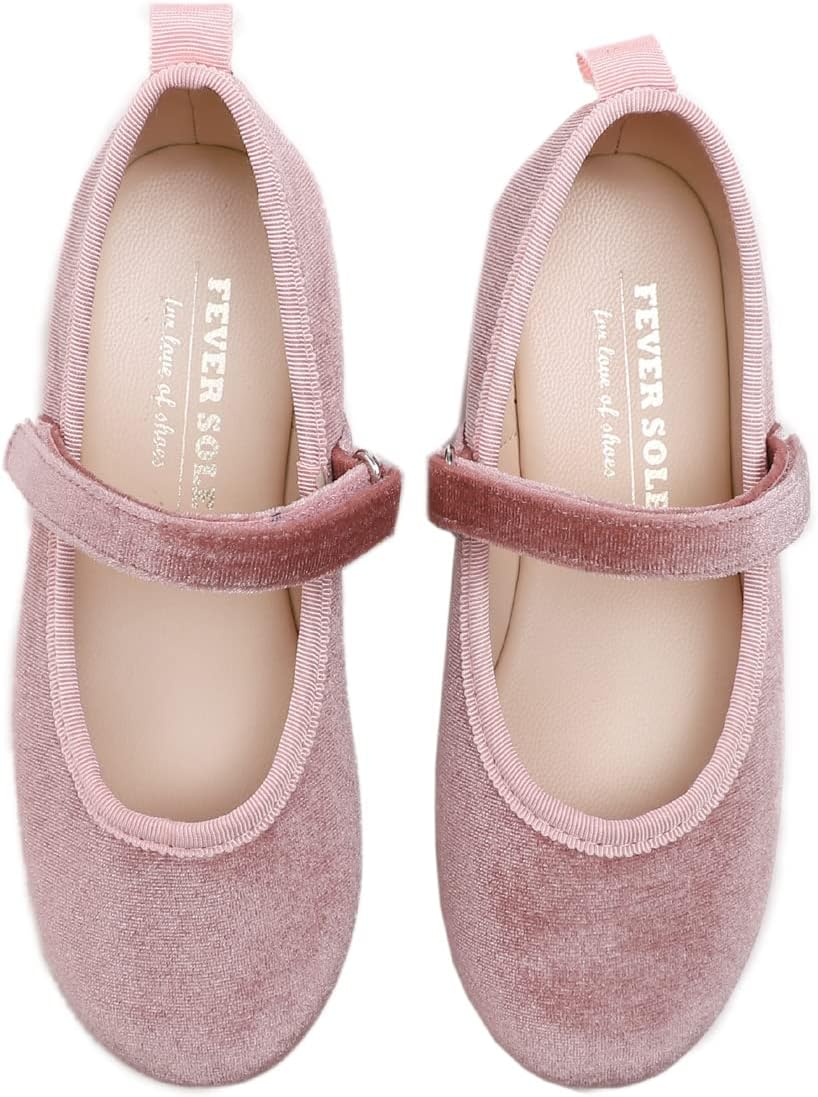 Feversole Girls Cute Dress, Mädchen süsses Kleid Mary Jane Schuhe weiche Party Urlaub Ballerinas 30