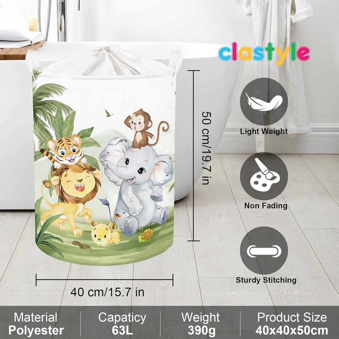 Clastyle Tropisches Tier Kinder Wäschekorb mit Henkel Faltbar Kleidung Spielzeug Aufbewahrungskorb J