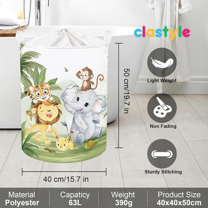 Clastyle Tropisches Tier Kinder Wäschekorb mit Henkel Faltbar Kleidung Spielzeug Aufbewahrungskorb J