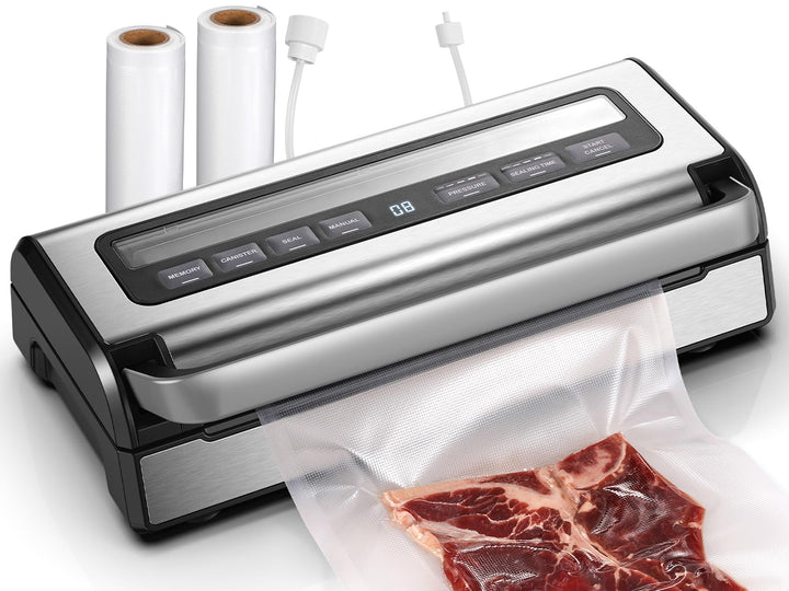 Vakuumiergerät 95 kPa,9-in-1 Lebensmittel-Vakuumierer mit einstellbarem Zeit- & Druckmodus,Speicherf