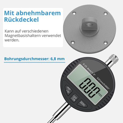 AUTOUTLET Digitale Messuhr mit 3M Micro Datenkabel, Digital Messuhr Messtaster 0-25.4mm/1''Messberei