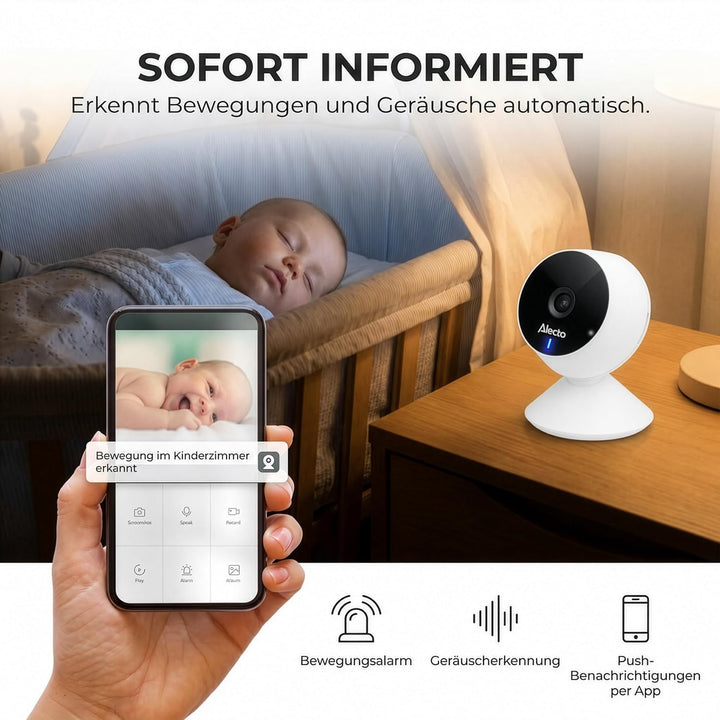 Alecto Smartbaby5 Babyphone mit Kamera - WLAN Babyphone mit Kamera - Gegensprechfunktion - Infrarot-