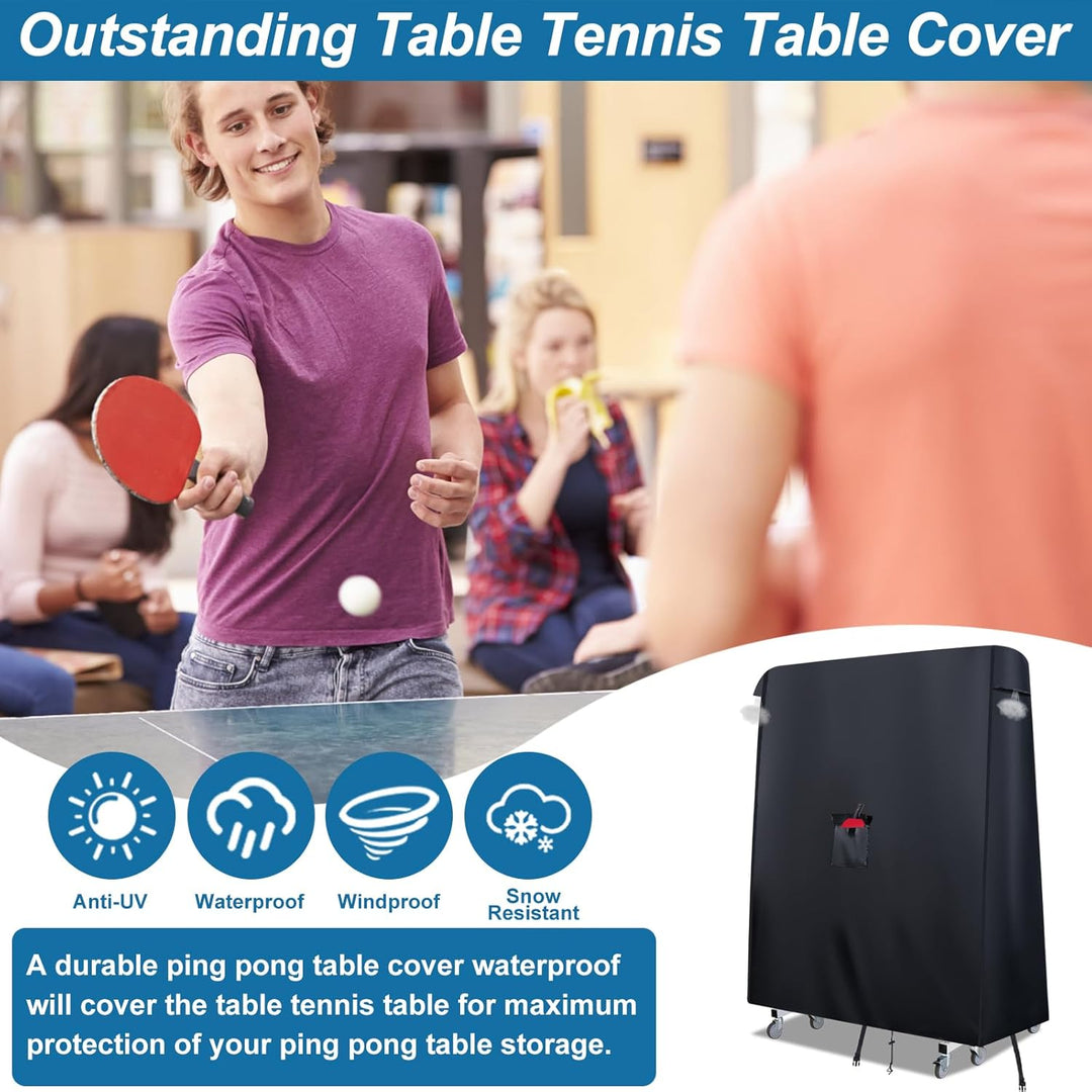 Tischtennisplatte Abdeckung Wasserdicht，420D Oxford Abdeckung für Tischtennisplatte，UV-beständig Uni