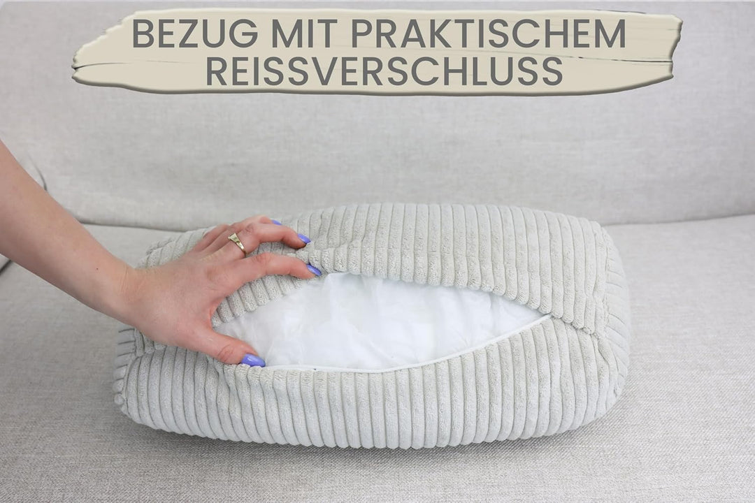 Amilian Nackenrolle mit Bezug 40x15 cm – Cord Kissen mit Füllung – Waschbar – Für Erwachsene & Kinde