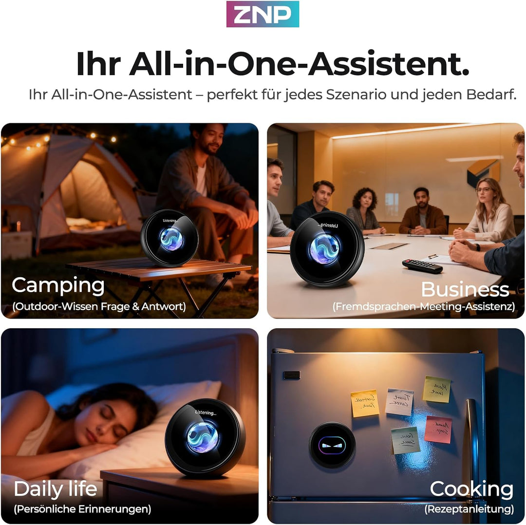 ZNP Digital Badge, KI-Companion-Abzeichen Tragbarer Bluetooth-Übersetzer Übersetzungsgerät für 60 Sp