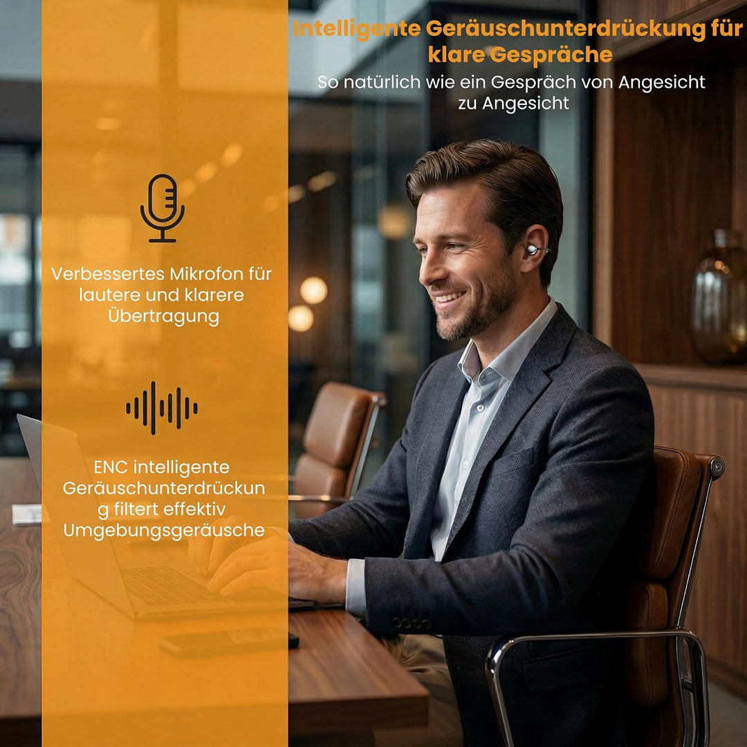 LESUN Open-Ear Clip On Kopfhörer Bluetooth 6.0: Mini Ohrhörer mit Klarem Bass, 25h Laufzeit Sport, A