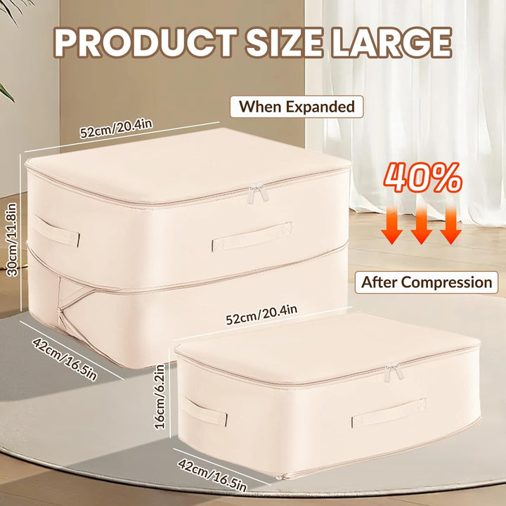 2 Stück Ultra Platzsparender Selbstkomprimierender Organizer, Aufbewahrungstasche für Bettdecken, Gr