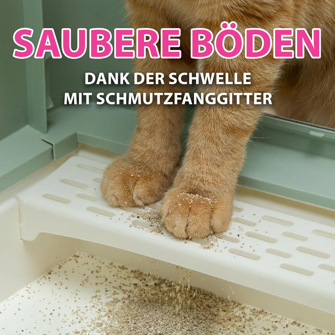 Ferplast Katzentoilette geruchshemmend, sauber &amp; leicht zu reinigen, Grün | 2 Aktivkohlefilter gegen