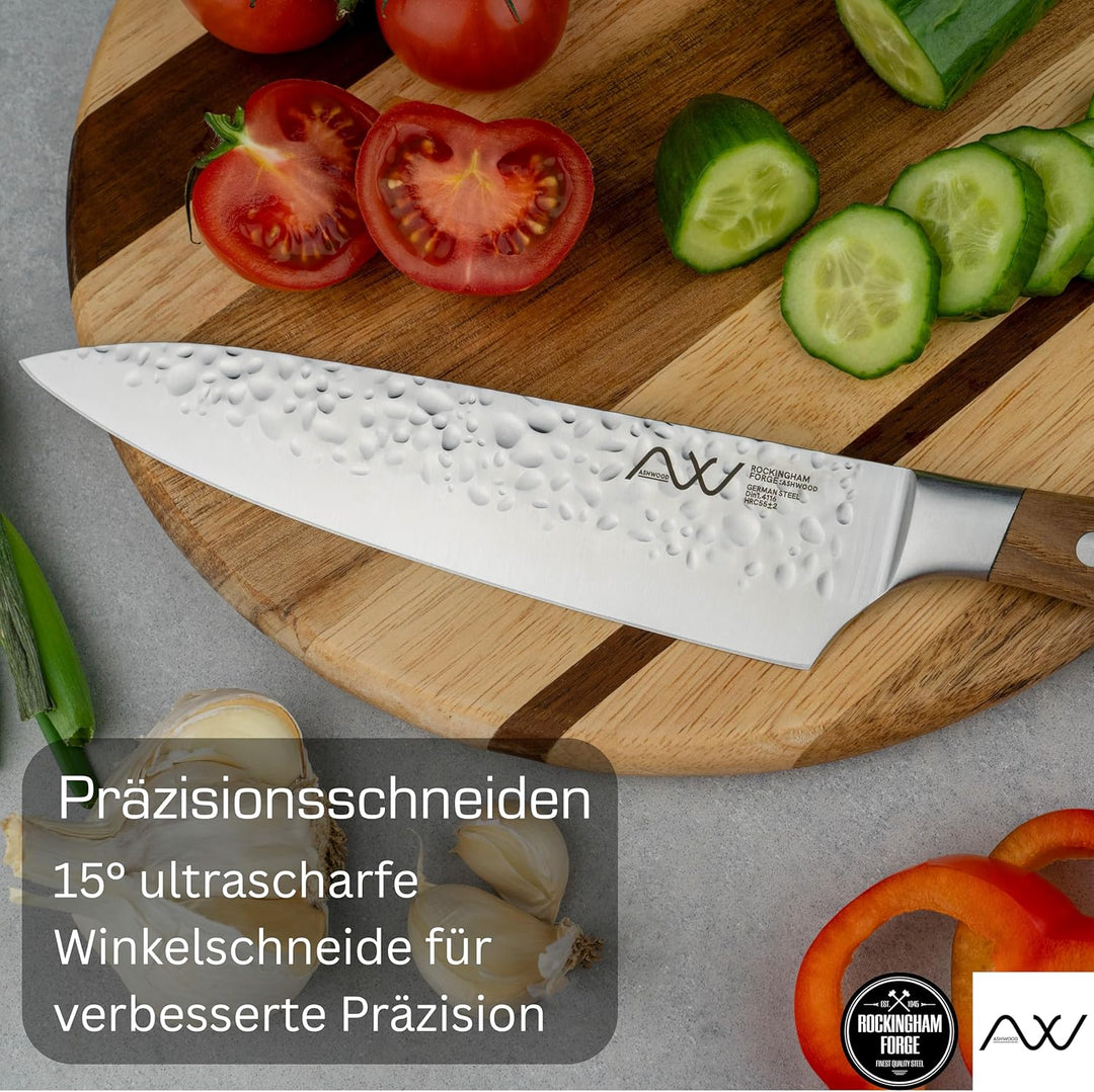 Rockingham Forge RF-7098 Ashwood Serie 20cm Kochmesser mit Klingen aus eisgehärtetem Vanadium Stahl,