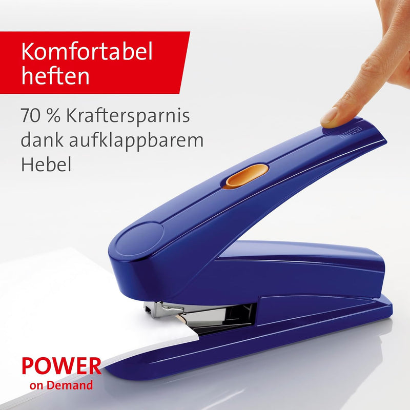 Novus B 8 FC Heftgerät (50 Blatt, Flachheftung, Hebelfunktion, inkl. 1000 Heftklammern) blau, blau