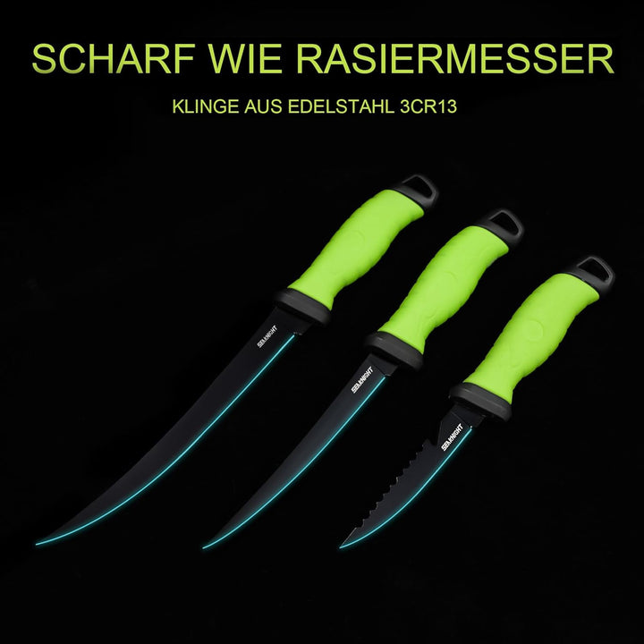 Seaknight Angelmesser 5" 7" 9" Rasiermesser scharfe Edelstahlklinge Filetmesser Rutschfester Gummigr