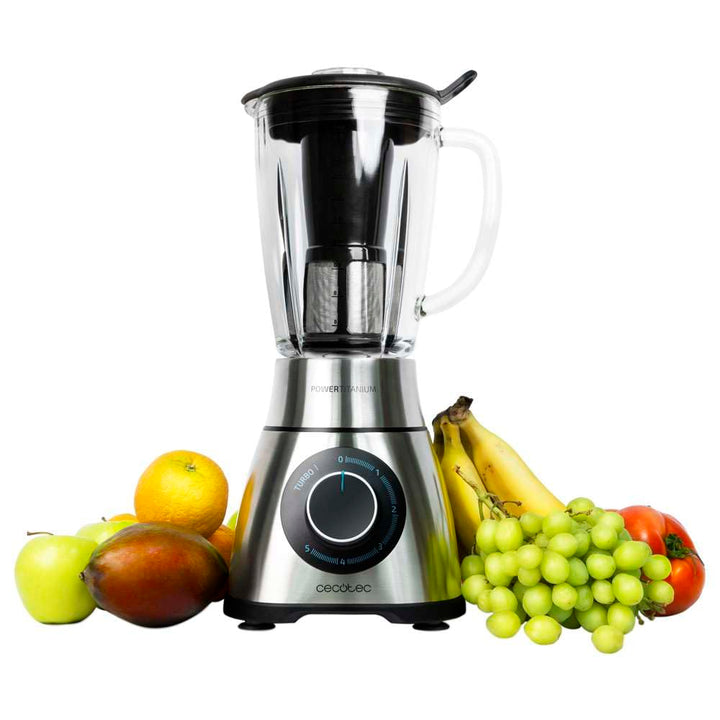 Cecotec Standmixer Power Black Titanium 2000MAX PerfectMix. 2000W maximale Leistung, Messer mit schw