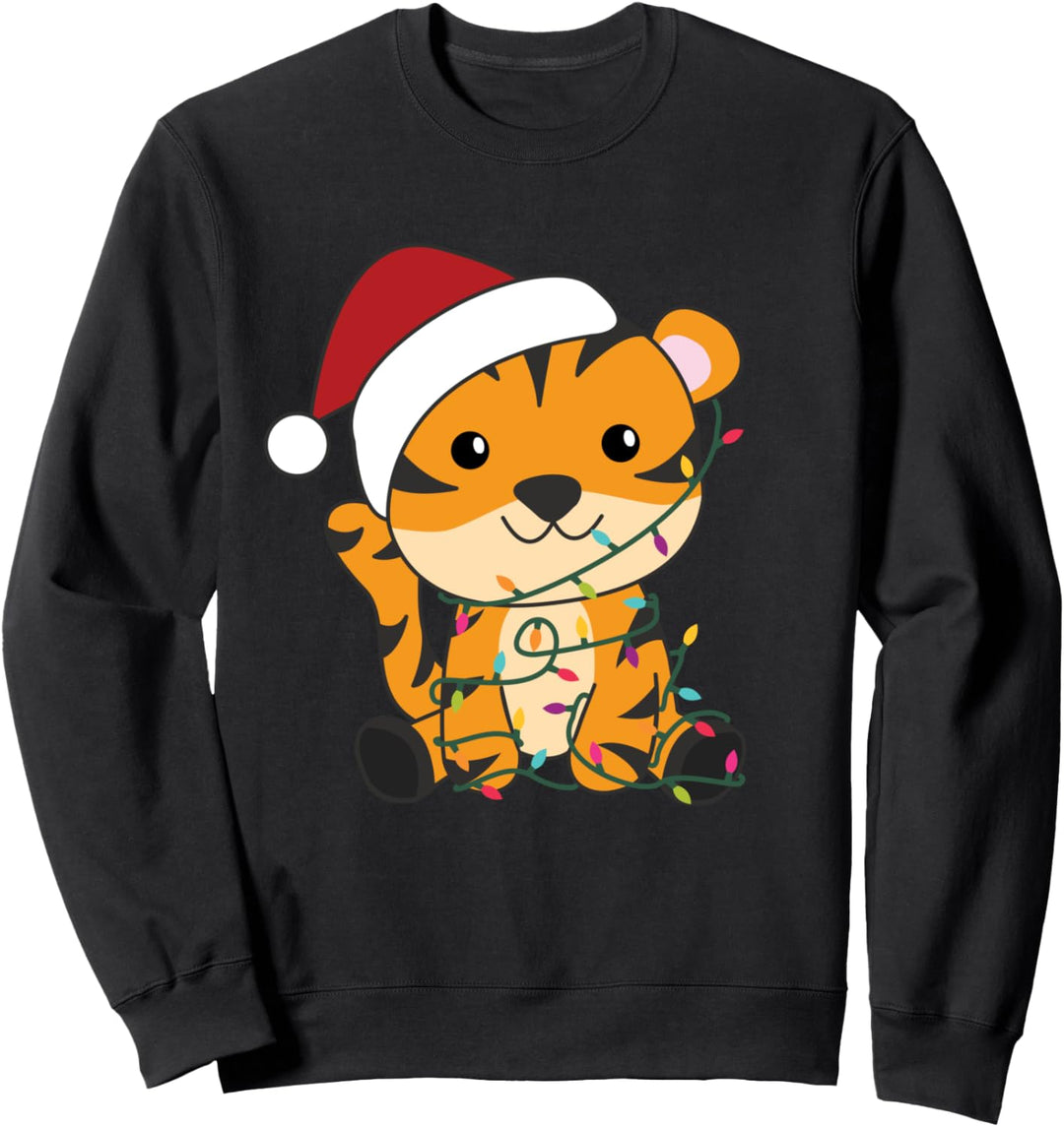 Tiger Weihnachten weihnachtstiere Lichterkette Tiger Sweatshirt