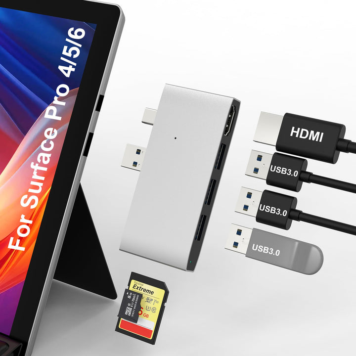 Surface Pro 6/5/4 Dock USB Hub Adapter - USB 3.0 * 3 Surface Pro 4/5/6 Dockingstation Multiport Moni