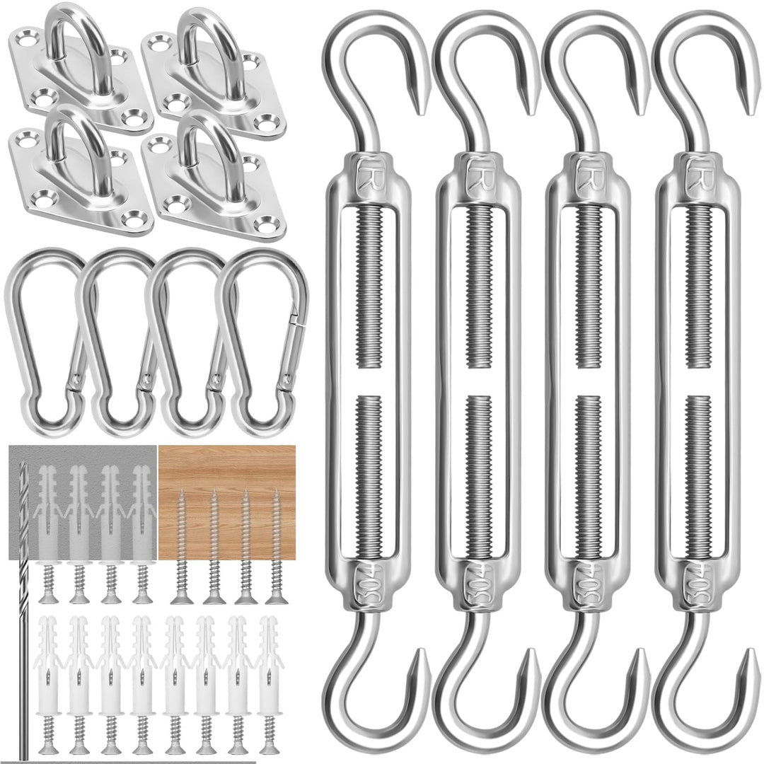 M6 Sonnensegel Befestigungsset, Robustes sonnensegel Edelstahl, Hardware-Kit für Dreieck und Quadrat