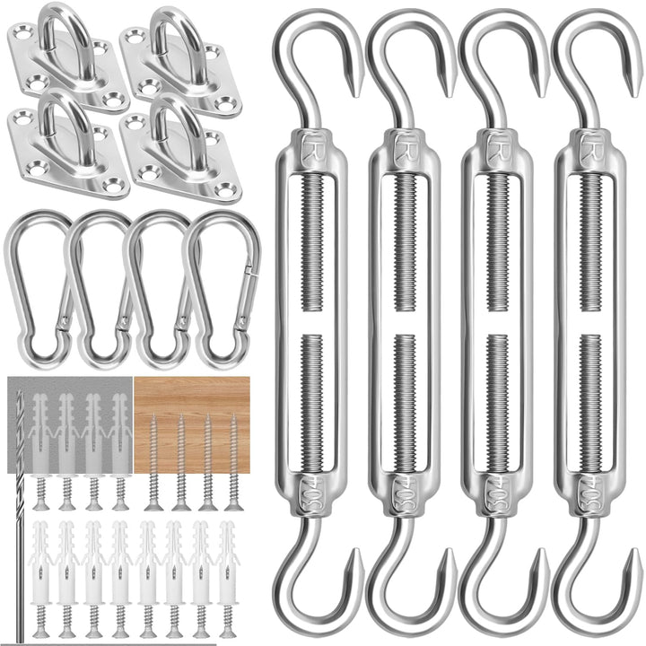 M6 Sonnensegel Befestigungsset, Robustes sonnensegel Edelstahl, Hardware-Kit für Dreieck und Quadrat