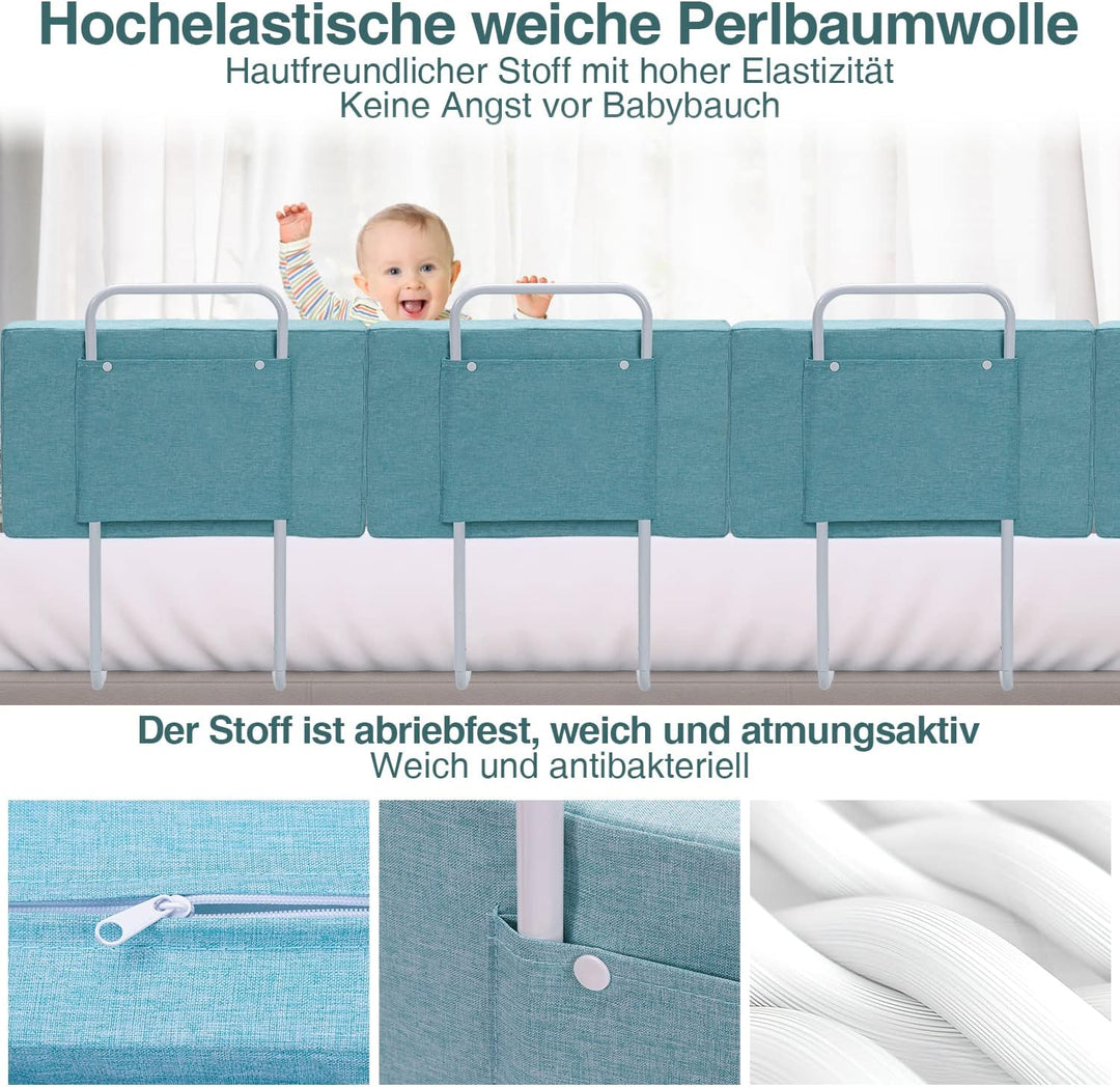Cecaylie Bettgitter für Kinder, Bettschutzgitter, Babybettzaun, Weich Perlbaumwolle, Rausfallschutz