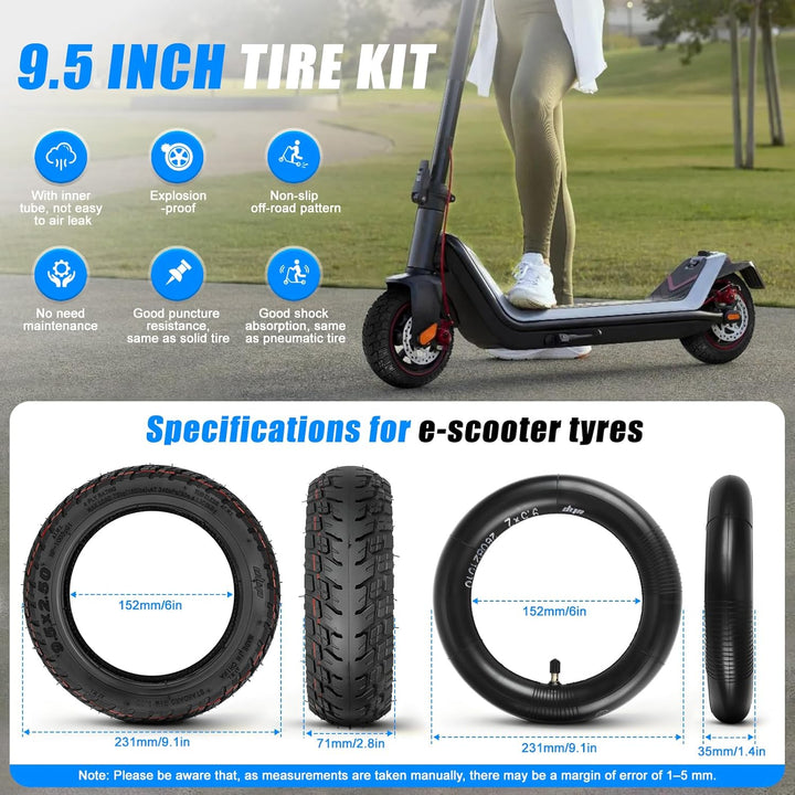 SYACHI 9,5 x 2,50 Reifen Kit für Niu KQI3 Max/Pro/Sport, Elektroroller Ersatzreifen Zubehör Vorne un
