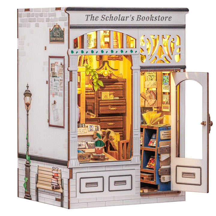 CUTEBEE Book Nook Kits for Adults - DIY Puppenhaus Miniatur mit LED-Licht, Elegantes Verzziertes Hol