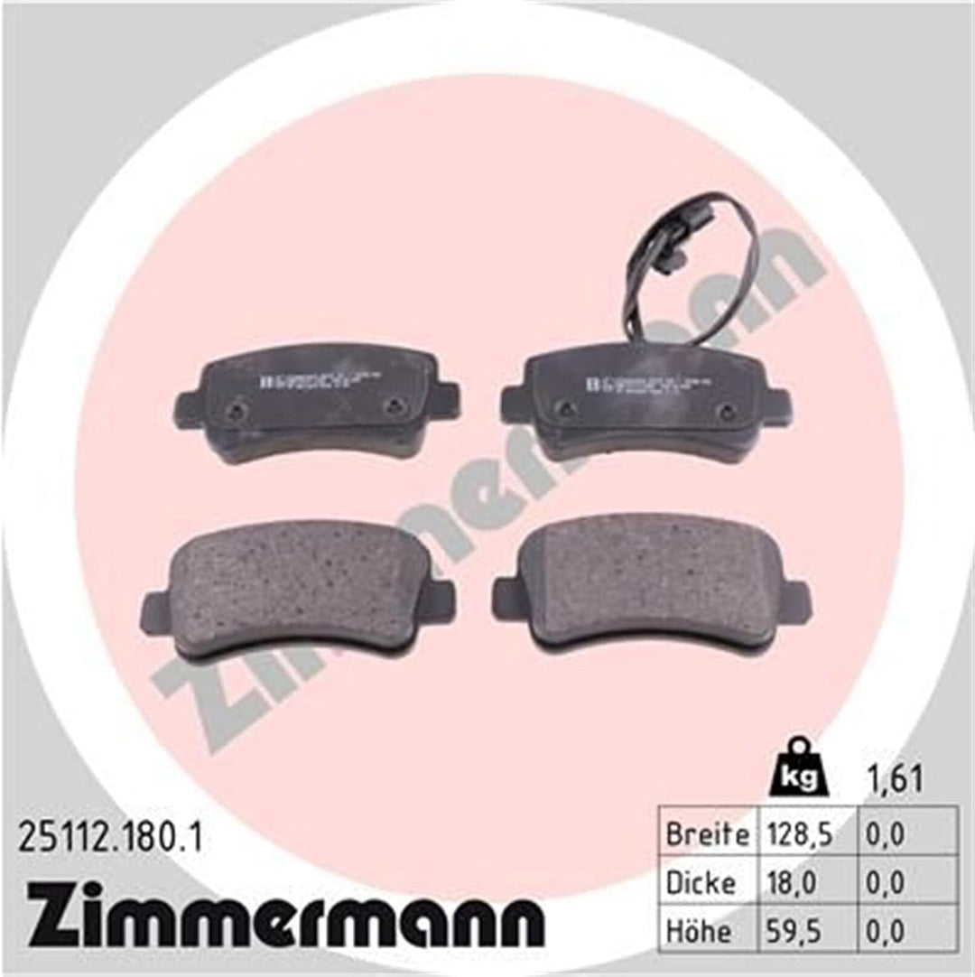 ZIMMERMANN 25112.180.1 Serie Bremsbeläge, vorne, 1 Sensor, 4 Platten Mikrofonspinne