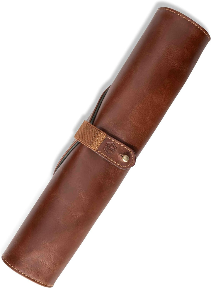 Angus Stoke Messertasche für Kochmesser aus Büffelleder, Exklusive 7-Fach Messerrolltasche mit Extra
