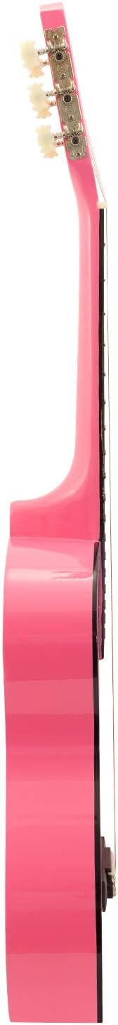 TIGER MA-CG09, 1/2Klassische Gitarre, Rosa, farbenfrohe Spanische Gitarre, mit Tragetasche, Gurt, Pi