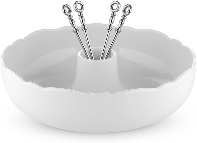 Alessi Dressed for X-Mas Schale für Trockenfrüchte und Süssigkeiten aus Porzellan, White, 21 x 22 x