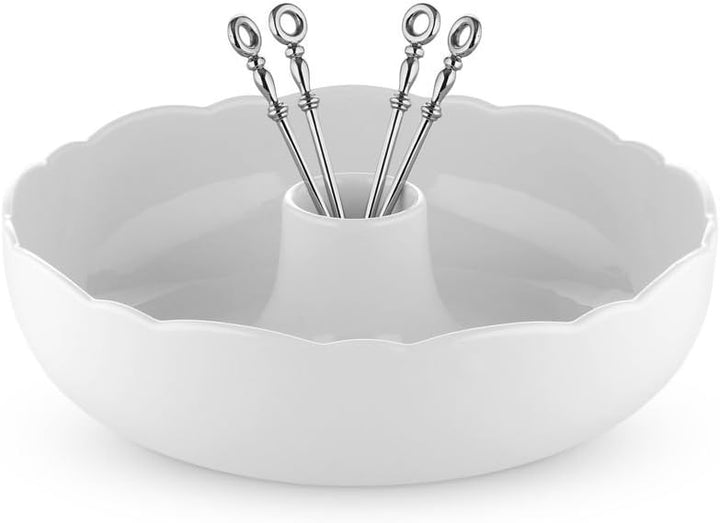 Alessi Dressed for X-Mas Schale für Trockenfrüchte und Süssigkeiten aus Porzellan, White, 21 x 22 x