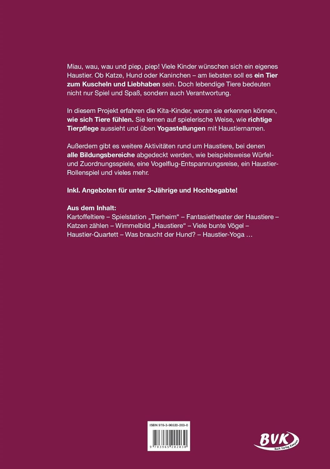 Kita aktiv Projektmappe Haustiere | Hund, Katze, Hamster und weitere Kleintiere, Broschüre
