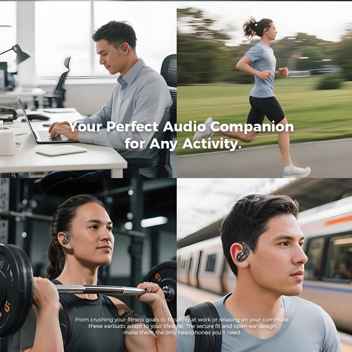 Sport Kopfhörer Open Ear, 36 Stunden Wiedergabezeit Bluetooth 6.0 Kabellos, Fitness Kopfhörer mit Mi