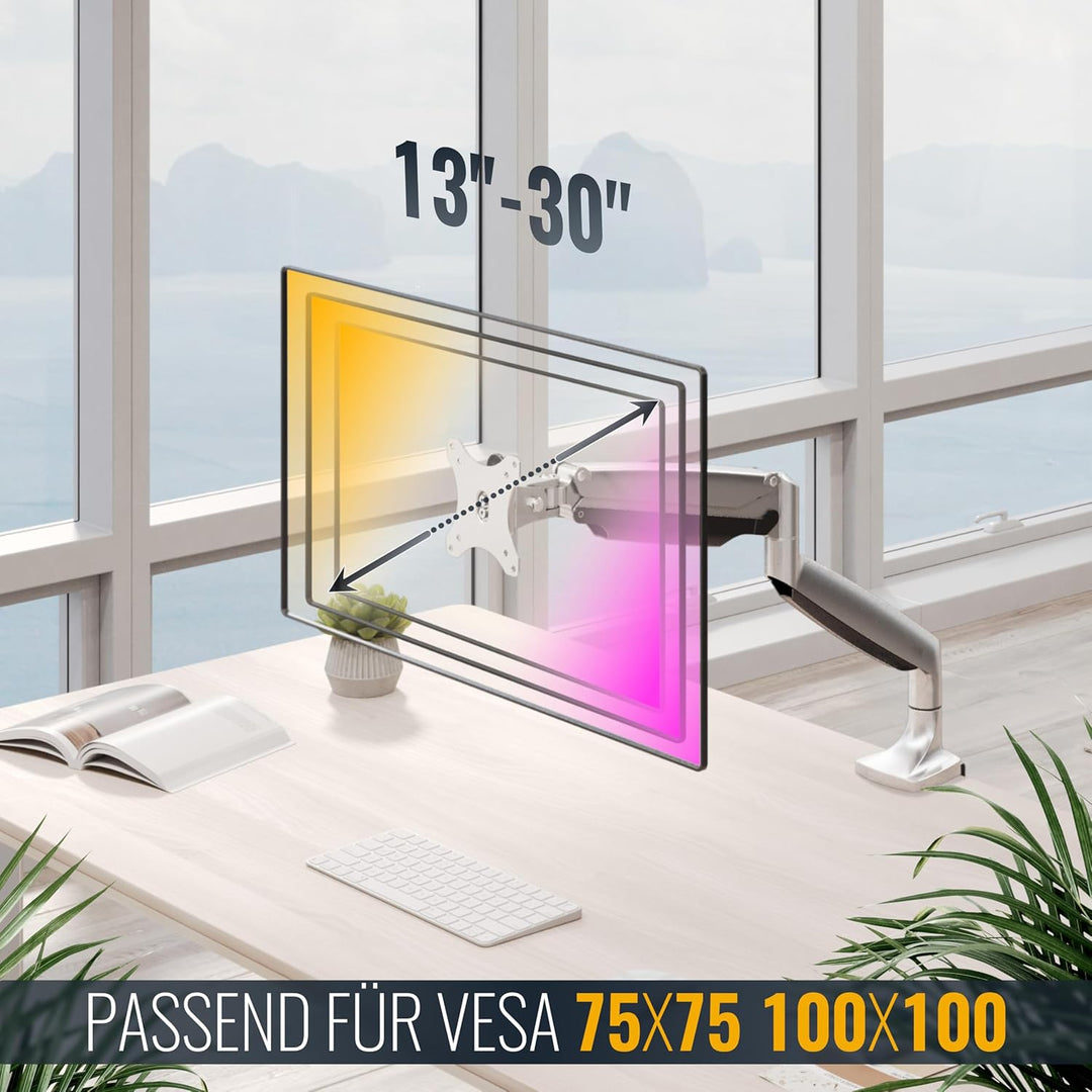 RICOO Monitor Halterung Tisch Gasdruckfeder für 13-30 Zoll, VESA Tischhalterung, Monitorarm TS9711,