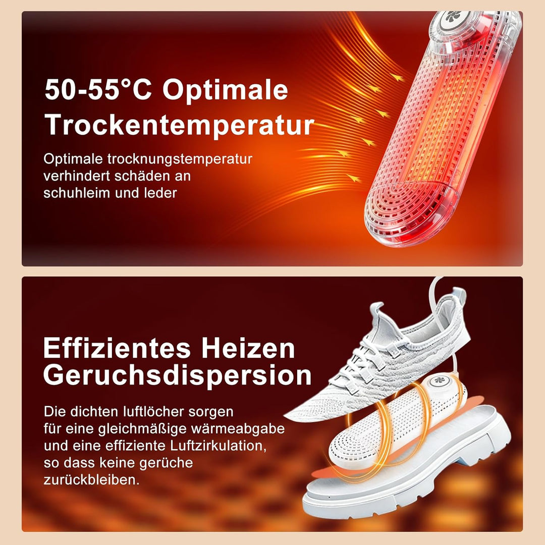 Schuhtrockner Elektrisch, Stiefeltrockner Schuh Stiefelwärmer mit Timer, Einziehbare Länge, Eingebau